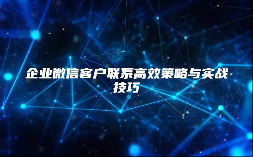 企业微信客户联系高效策略与实战技巧