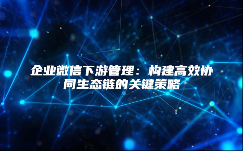 企业微信下游管理：构建高效协同生态链的关键策略