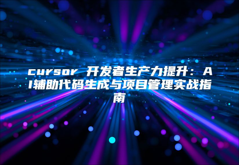 cursor 开发者生产力提升：AI辅助代码生成与项目管理实战指南